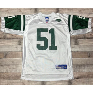 Jonathan Vilma Jersey Men's Medium White Reebok New York Jets NFL Football